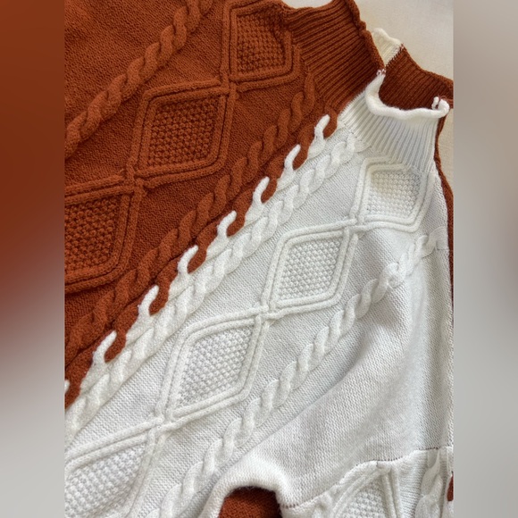 Cupshe Two-Tone Cable Knit Sweater - Picture 8 of 8